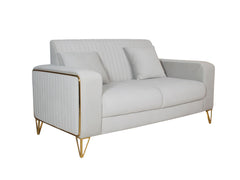 Maverick Two Seater Sofa In Beige Velvet Fabric