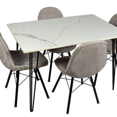 Stella 4 Seater Marble Dining Set With Glory Chair