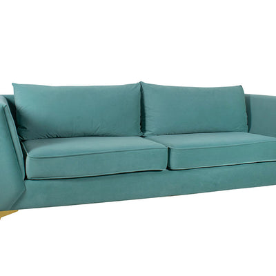 Dinzo Three Seater Sofa In Sea Green Velvet Fabric