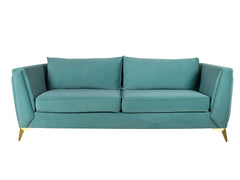 Dinzo Three Seater Sofa In Sea Green Velvet Fabric