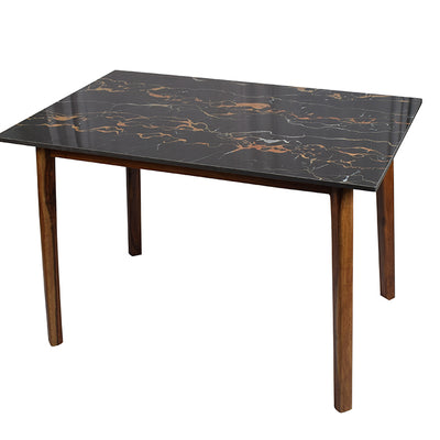 Marvin 4 Seater Marble Dining Table In Teak Finish