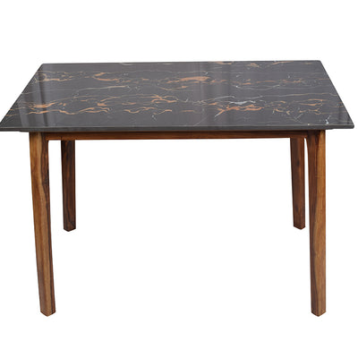 Marvin 4 Seater Marble Dining Table In Teak Finish
