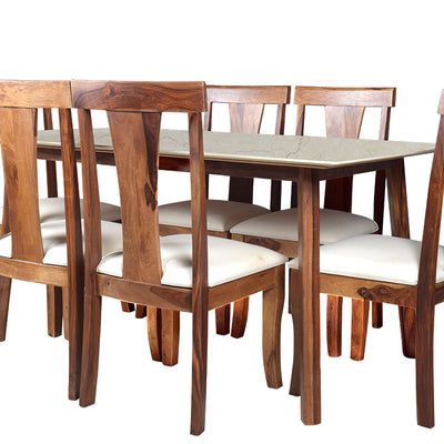 Advik marble dining table 6 seatar Set In Victoria Chairs