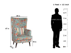 Titus Beauty High Back Wing Chair Premium Suede Floral Fabric