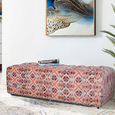 Amnon Upholstered Bench in Premium Suede Floral Fabric