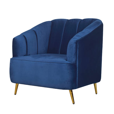 Nelio Lounge Chair in Blue Velvet Fabric