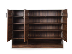 Olivia Shoe Rack Cabinet in Walnut Finish