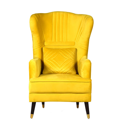 Mylo High Back Wing Chair Premium Suede Yellow Fabric