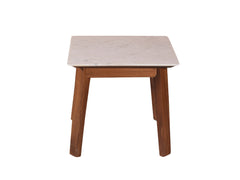 Galatea Marble Side Table In Teak Finish