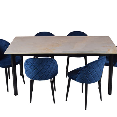 Carly Marble Dining Set With Noel Chairs