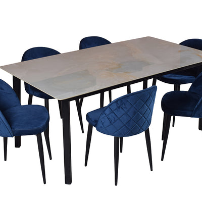 Carly Marble Dining Set With Noel Chairs