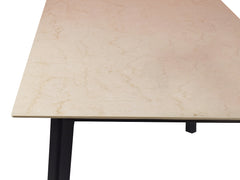 Advik 6 Seater Marble Dining Table In Dark Walnut Finish