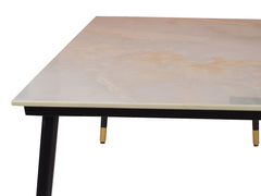Zahra marble dining table 6 seater Set In Noel Chairs