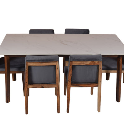 Ryan marble dining table 6 seater Set In Galaxy Chairs