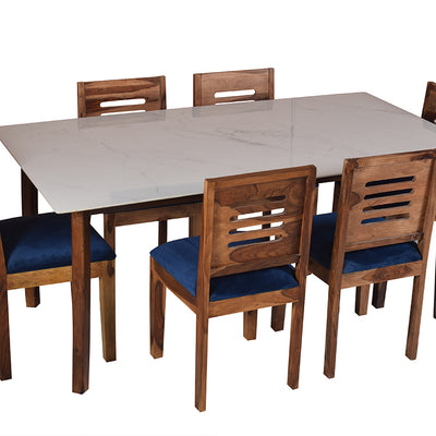 Ryan marble dining table 6 seater Set In Capra Chairs