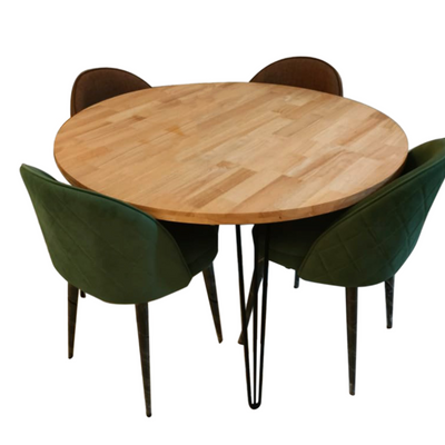 Ashley 4 Seater Round Dining in Rubber Wood With Noel Chairs