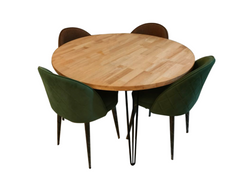 Ashley 4 Seater Round Dining in Rubber Wood With Noel Chairs