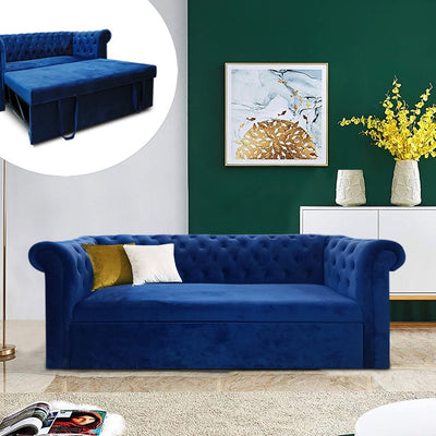 Berlin Sofa cum Bed In Blue Color