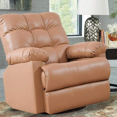 Chandler Rocker Recliner In Sand Brown Leatherette GMC Standard Sofa FN-GMC-003335