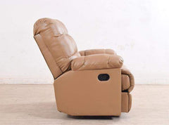 Chandler Rocker Recliner In Sand Brown Leatherette GMC Standard Sofa FN-GMC-003335