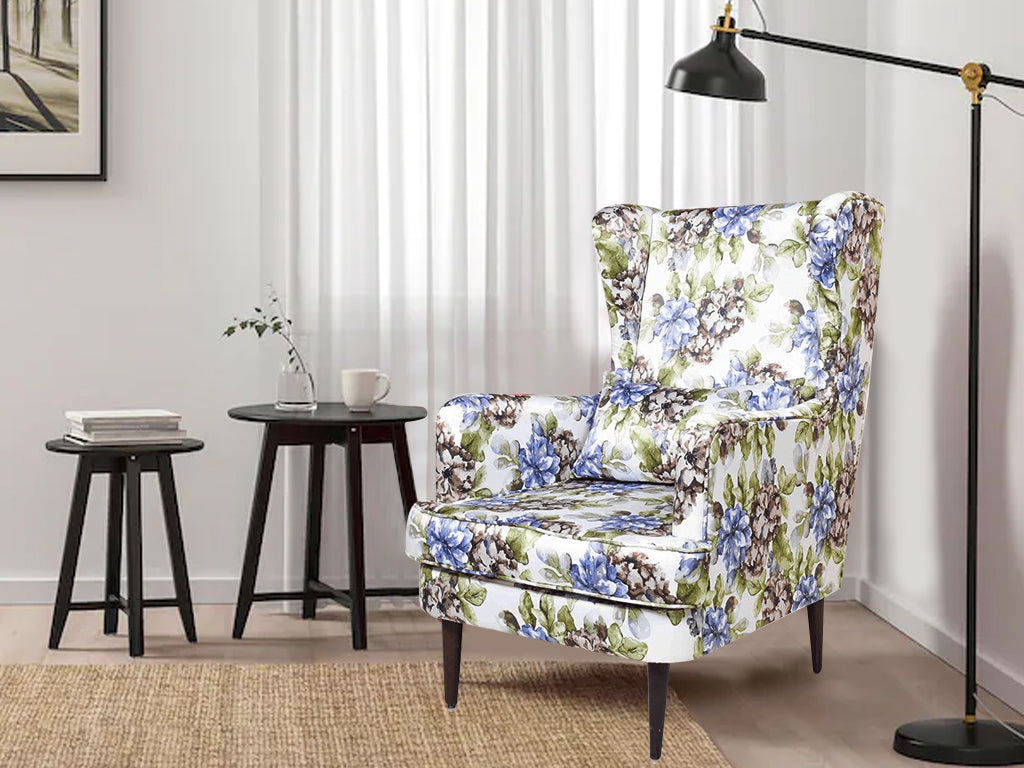 Genoa Wing Chair in Floral fabric