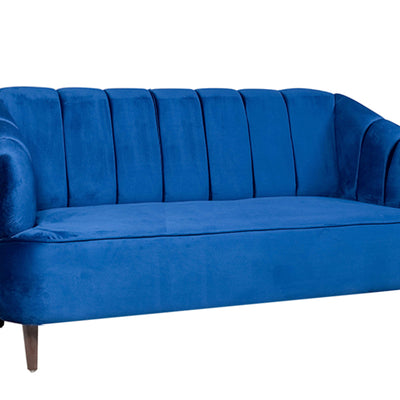 Nelio Three Seater Sofa in Blue Velvet Fabric