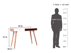 Roswell Study Desk In Teak Finish & White Drawer