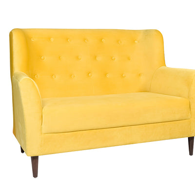 Frida Loveseat 2 Seater Sofa In Yellow Velvet Fabric