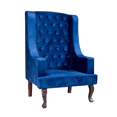 Janet Chesterfield High Back Wing Chair In Velvet Fabric