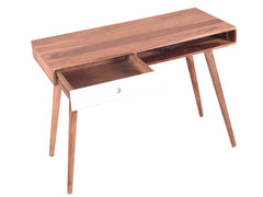Roswell Study Desk In Teak Finish & White Drawer