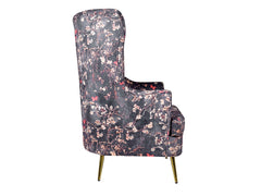 Titus Beauty High Back Wing Chair Premium Suede Floral Fabric