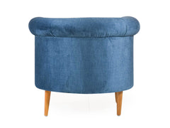 Bardot Lounge Chair In Premium Blue Velvet Fabric