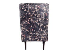 Genoa Wing Chair In Premium Suede Floral Fabric