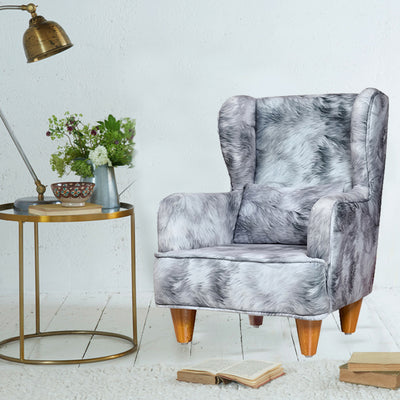 Genoa mini Wing Chair In Premium Suede Grey Fabric