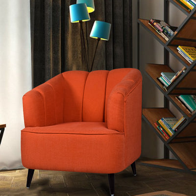 Nelio Lounge Chair in Burnt Orange Color In Jute Fabric