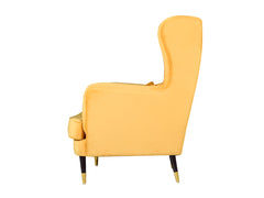 Genoa Wing Chair in Yellow Velvet Fabric