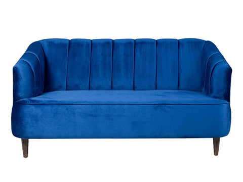 Nelio Three Seater Sofa in Blue Velvet Fabric