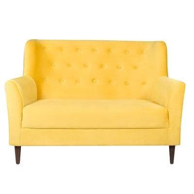 Frida Loveseat 2 Seater Sofa In Yellow Velvet Fabric