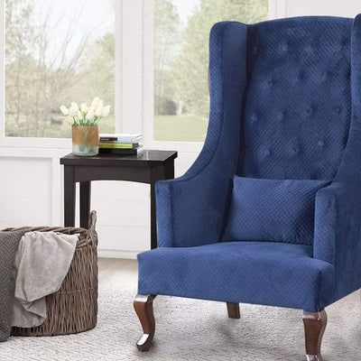 Janet Chesterfield High Back Wing Chair In Premium Fabric