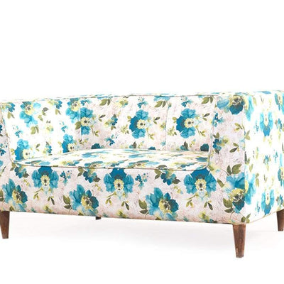 Liana Love Seat In Floral Green Cotton Fabric