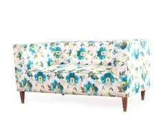 Liana Love Seat In Floral Green Cotton Fabric