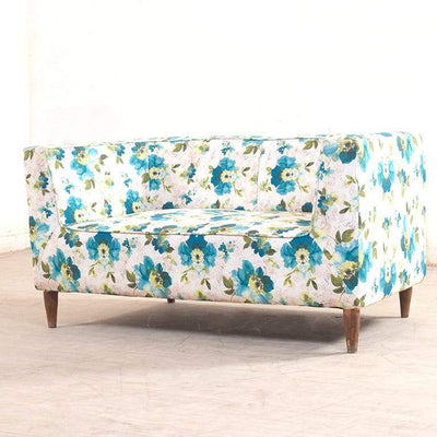 Liana Love Seat In Floral Green Cotton Fabric