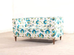 Liana Love Seat In Floral Green Cotton Fabric