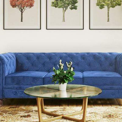 Winchester Three Seater Sofa In  Blue Fabric GMC Express Sofa FN-GMC-008089