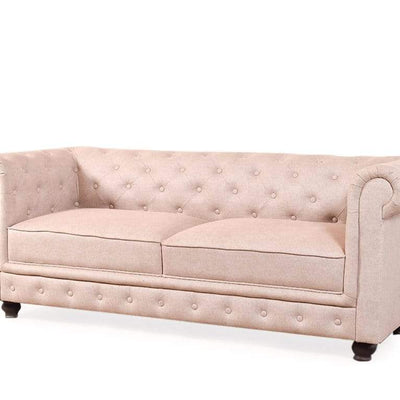 Winchester Three Seater Sofa In Luxe Beige Suede Fabric