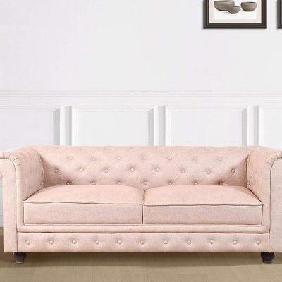 Winchester Three Seater Sofa In Luxe Beige Suede Fabric