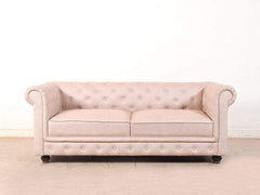Winchester Three Seater Sofa In Luxe Beige Suede Fabric