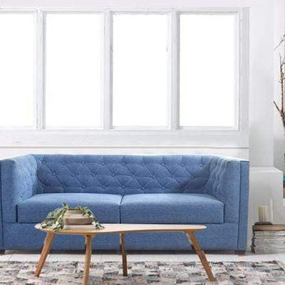 Windsor 3 Seater Sofa Set In Premium Blue Casa Bonita Fabric GMC Standard Sofa FN-GMC-005754