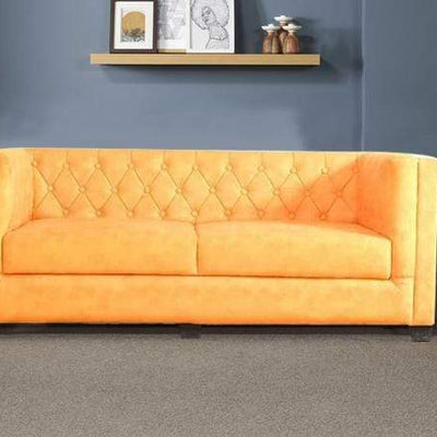 Windsor Three Seater Sofa In Premium Yellow Casa Bonita Fabric GMC Standard Sofa FN-GMC-006081